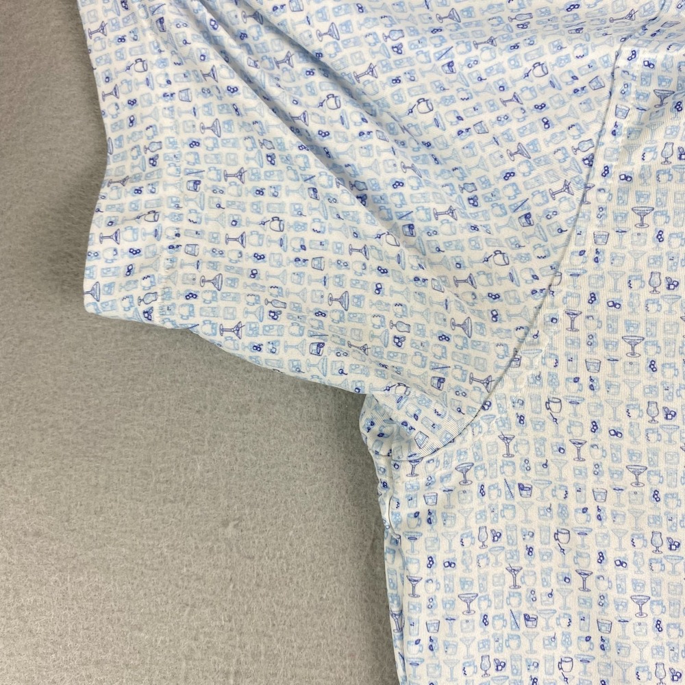 Peter Millar Golf Polo shirt M Cocktail Friday Margarita White Blue Print AOP - Picture 11 of 15